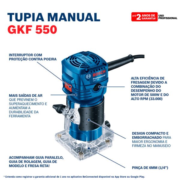 Tupia Bosch GKF 550 550W 220V com 2 Pinças - Image 8